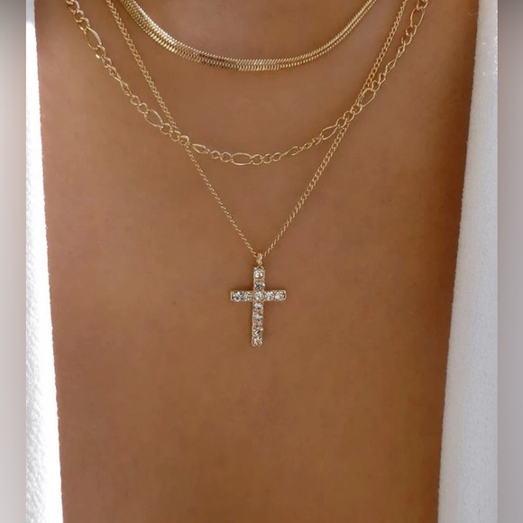 Jewelry - Fashion Cross Pendant Layered Necklace